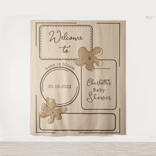 Minimalist Style Flower Notes Baby Shower Backdrop Wandteppich (Vorderseite)