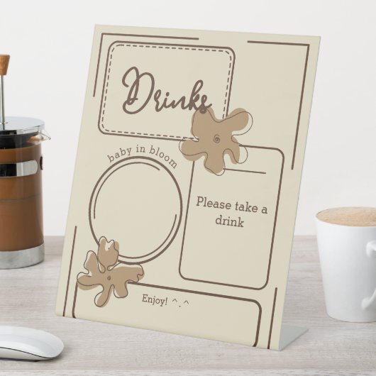 Minimalist Style Flower Notes Baby Shower Drinks Sockelschild (In Situ)