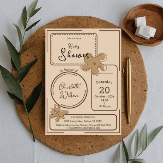 Minimalist Style Flower Notes Baby Shower Einladung