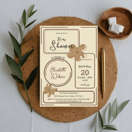 Minimalist Style Flower Notes Baby Shower Einladung