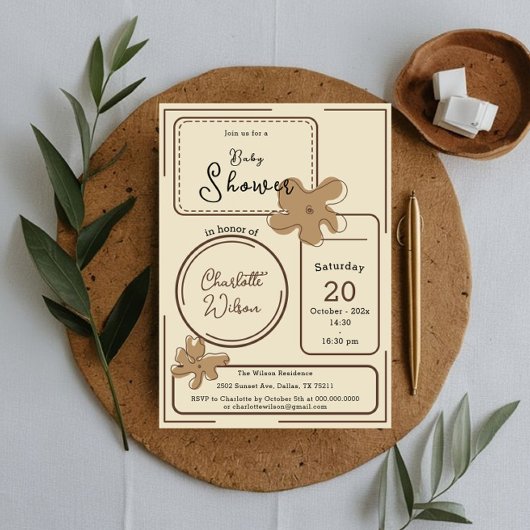 Minimalist Style Flower Notes Baby Shower Einladung