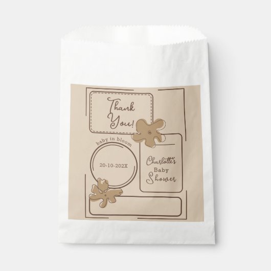 Minimalist Style Flower Notes Baby Shower Geschenktütchen (Vorderseite)