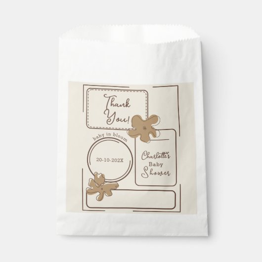 Minimalist Style Flower Notes Baby Shower Geschenktütchen (Vorderseite)