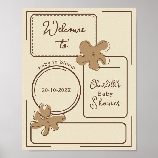 Minimalist Style Flower Notes Baby Shower Welcome Poster (Vorne)