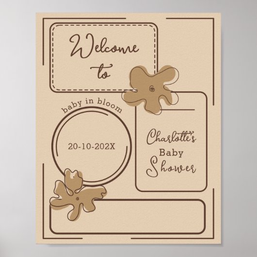 Minimalist Style Flower Notes Baby Shower Welcome Poster (Vorne)