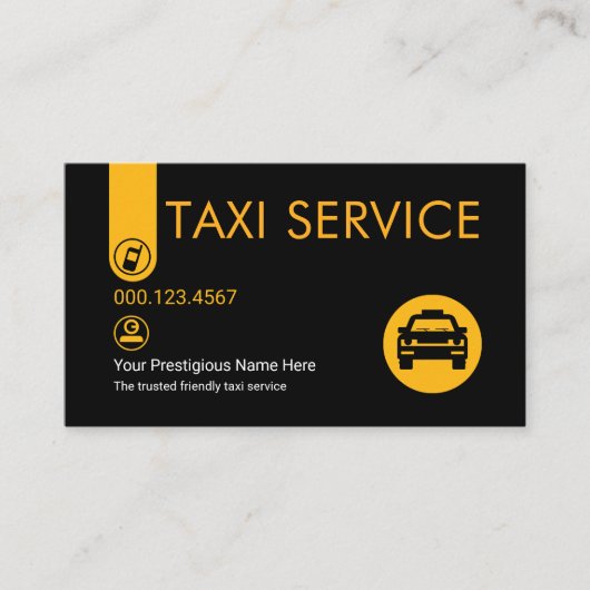 Minimalist Stylish Yellow Taxi Tab Visitenkarte (Vorderseite)
