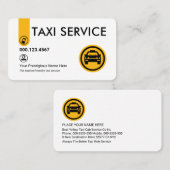 Minimalist Stylish Yellow Taxi Tab Visitenkarte (Vorne/Hinten)