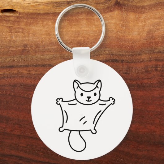 Minimalist Sugar Glider Line Art Schlüsselanhänger (Rückseite)