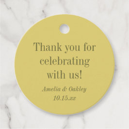 Minimalist Summer Yellow Elegant Wedding Thank You Geschenkanhänger
