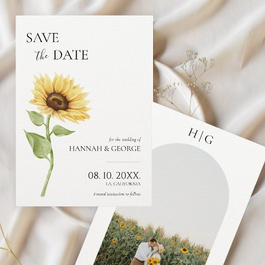 Minimalist Sunflower Photo Arch Wedding Save The Date