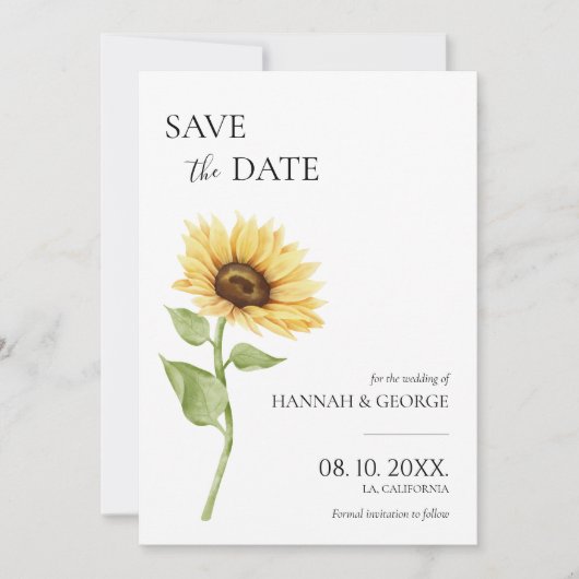 Minimalist Sunflower Photo Arch Wedding Save The Date (Vorderseite)