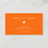 Minimalist Sunset Orange White Heart Barber Name Visitenkarte (Rückseite)
