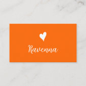 Minimalist Sunset Orange White Heart Barber Name Visitenkarte (Vorderseite)