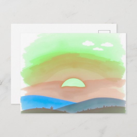 Minimalist Sunset Postcard Postkarte (Vorne/Hinten)