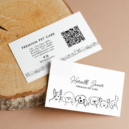 Minimalist süße Hunde Haustier QR Code Visitenkarte
