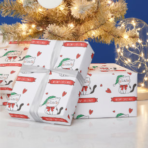 Minimalist Süßer Weihnachtsmann-Kitty-Katze Meowy Geschenkpapier