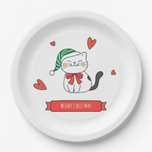 Minimalist Süßer Weihnachtsmann-Kitty-Katze Meowy Pappteller