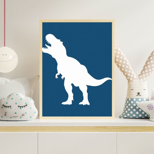 Minimalist T-Rex Dinosaur Silhouette Nursery Wall Poster