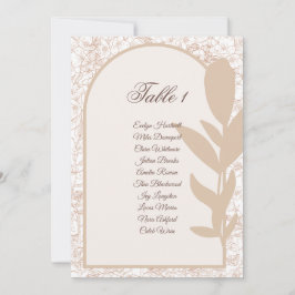 Minimalist Tan Botanical Arch Seating Chart Card Einladung