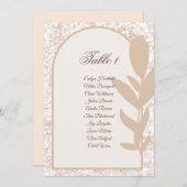Minimalist Tan Botanical Arch Seating Chart Card Einladung (Vorne/Hinten)