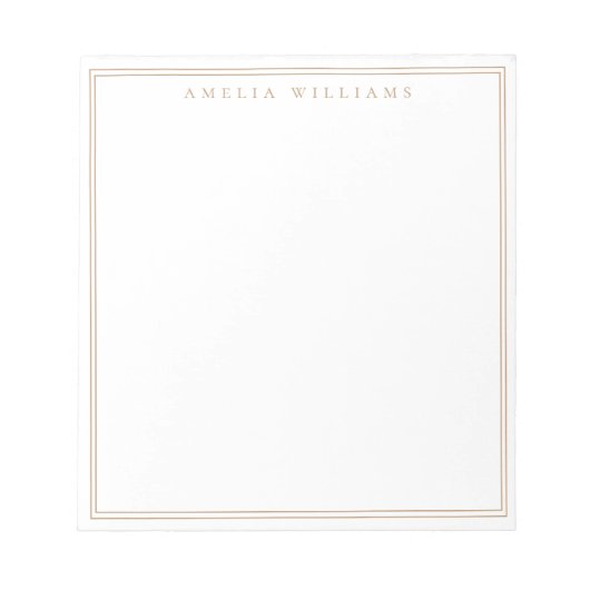 Minimalist Tan Monogram Two Border Notizblock (Vorderseite)