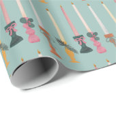 Minimalist Tapered Candles Light Blue Wrapping Pap Geschenkpapier (Rolleneckpunkt)