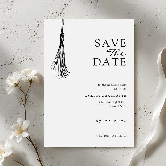 Minimalist Tassel Graduation Party Save The Date