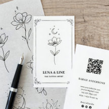 Minimalist Tattoo Artist Card with QR Code