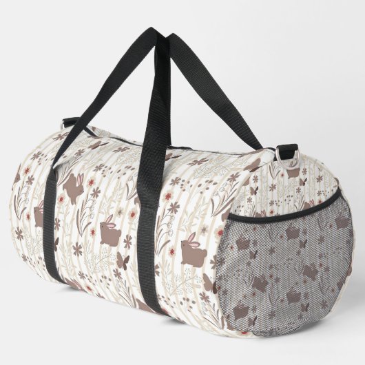 Minimalist Taupe and Brown Bunny Duffle Bag (Rechte Ecke)