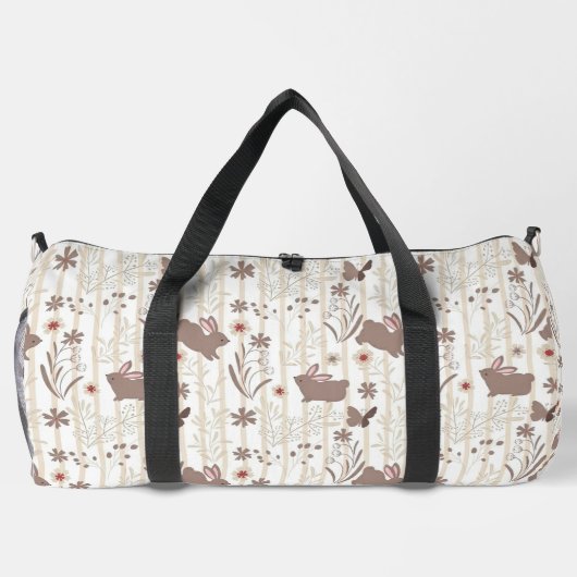 Minimalist Taupe and Brown Bunny Duffle Bag (Rückseite)