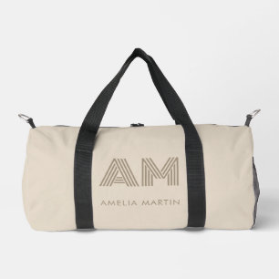 Minimalist Taupe Beige Geometrisches Benutzer-Mono Duffle Bag