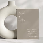 Minimalist Taupe Brown Elegant Chic Modern Wedding Einladung<br><div class="desc">Minimalist Taupe Brown Elegant Chic Modern Wedding Invitation</div>