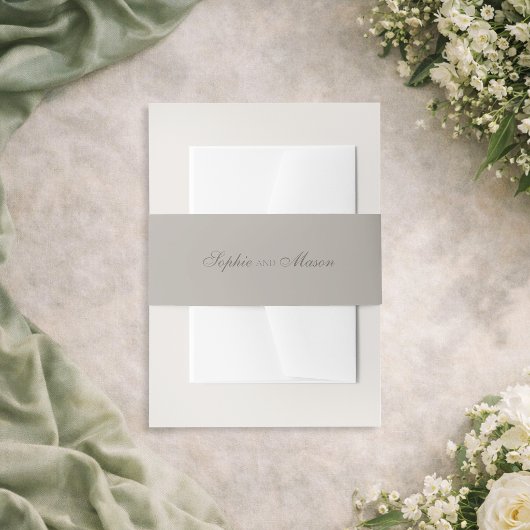 Minimalist Taupe Wedding Einladungsbanderole