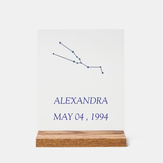 Minimalist Taurus Constellation Acrylic Sign - Per Acrylschild (Vorderseite)