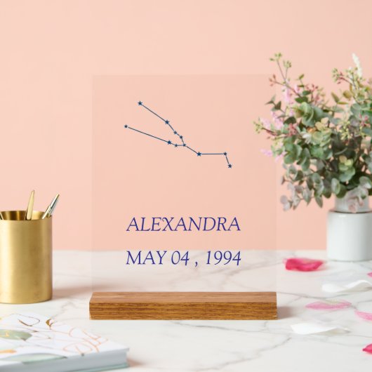 Minimalist Taurus Constellation Acrylic Sign - Per Acrylschild (Hochzeit)