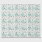  Minimalist Teal Dandelion Seed Wrapping Paper Geschenkpapier (Flach)