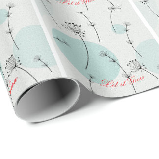 Minimalist Teal Dandelion Seed Wrapping Paper Geschenkpapier