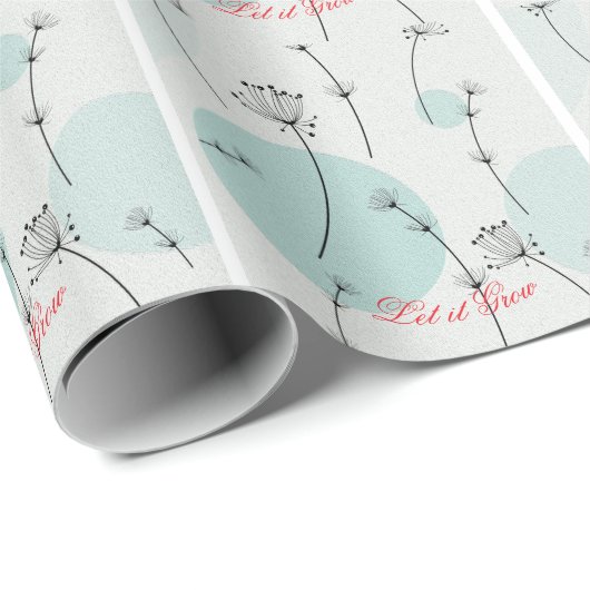  Minimalist Teal Dandelion Seed Wrapping Paper Geschenkpapier (Rolleneckpunkt)