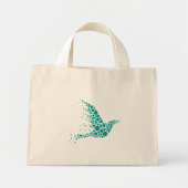 Minimalist Teal Dotted Dove of Peace Tote Bag Mini Stoffbeutel (Vorne)