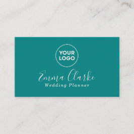 Minimalist Teal Green Scan Code Business Card Visitenkarte