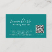 Minimalist Teal Green Scan Code Business Card Visitenkarte (Rückseite)
