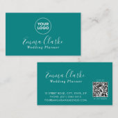 Minimalist Teal Green Scan Code Business Card Visitenkarte (Vorne/Hinten)