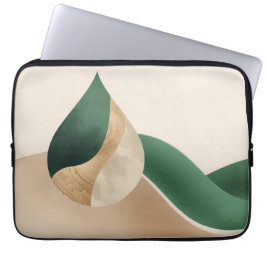 Minimalist Teardrop Wave Beige and Green Laptopschutzhülle