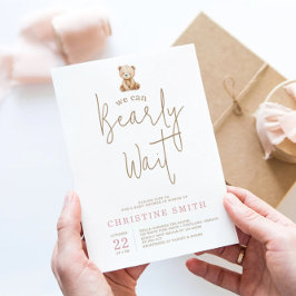 Minimalist Teddy Bear Baby Shower Einladung