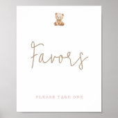 Minimalist Teddy Bear Baby Shower Favors Poster (Vorne)