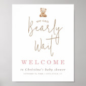 Minimalist Teddy Bear Baby Shower Welcome Poster (Vorne)