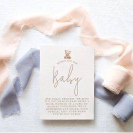 Minimalist Teddy Bear Books Request Baby Shower Begleitkarte