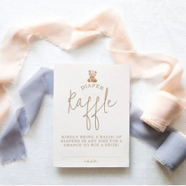 Minimalist Teddy Bear Diaper Raffle Baby Shower Begleitkarte