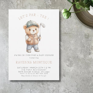 Minimalist Teddy Golf Lässt Par-Tee Baby Shower Einladung