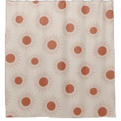 Minimalist Terracotta Abstract Boho sun pattern Duschvorhang (Vorderseite)